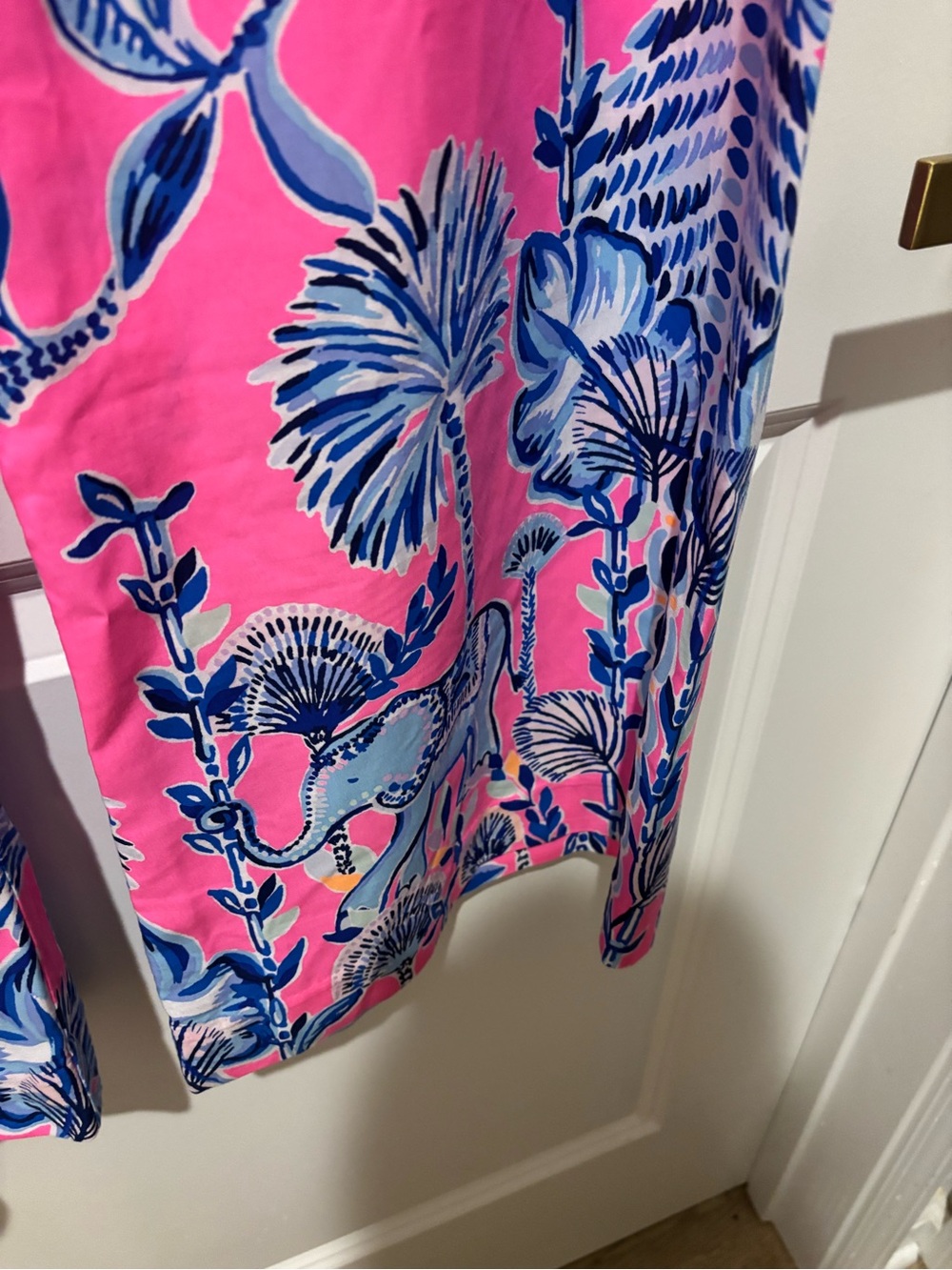 Lilly Pulitzer Bal Harbour Palazzo Pant Pink Isle Slathouse Jungle Elephant L - Picture 5 of 10